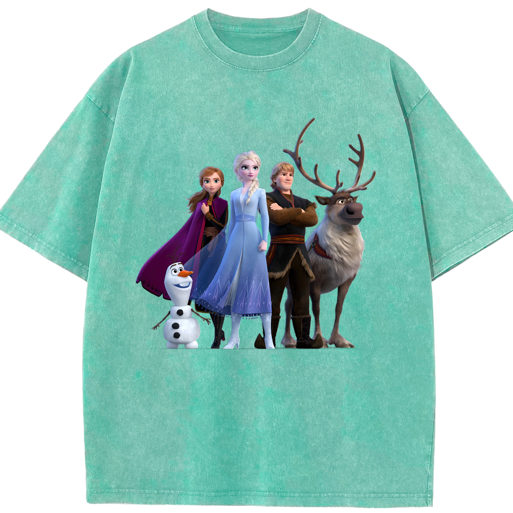 （画像用） アナと雪の女王 アンナ エルサ Frozen Anna Elsa 綿100% ヴィンテージ風 半袖Tシャツ（フロントプリント）